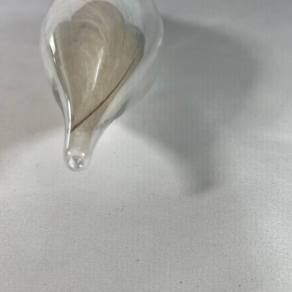 Large Vintage Blown Clear Iridescent Glass Ornament with Feather 9" Tall - Picture 8 of 8